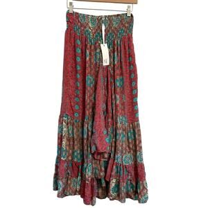 Karma Highway Maxi Skirt One Size Boho Festival Floral Colorful Tiered